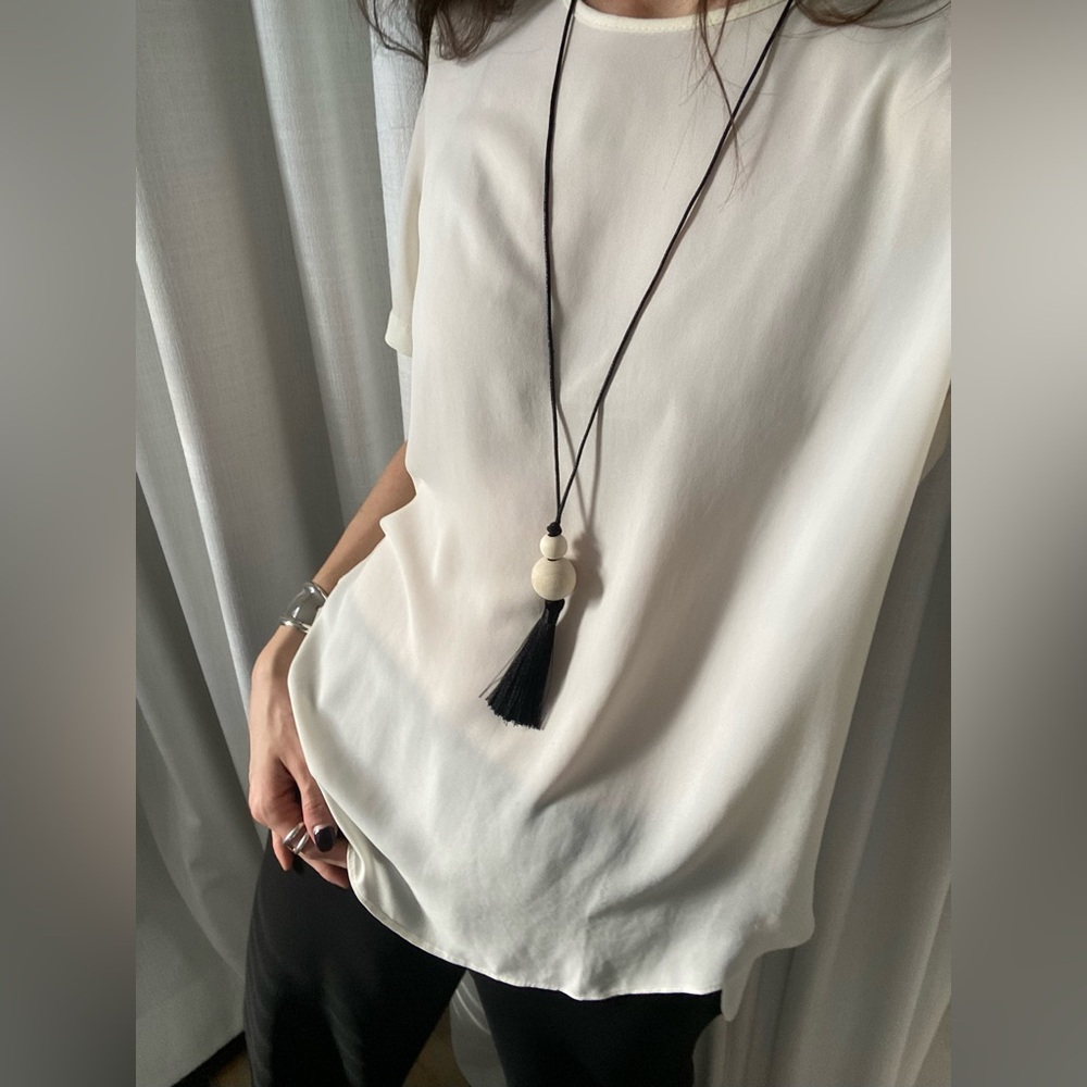Tassel Pendant Necklace – jullieta eze Inspired Minimalist Long Necklace